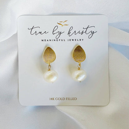 True by Kristy Jewelry - Annie Freshwater Pearl Stud Earrings Gold Filled