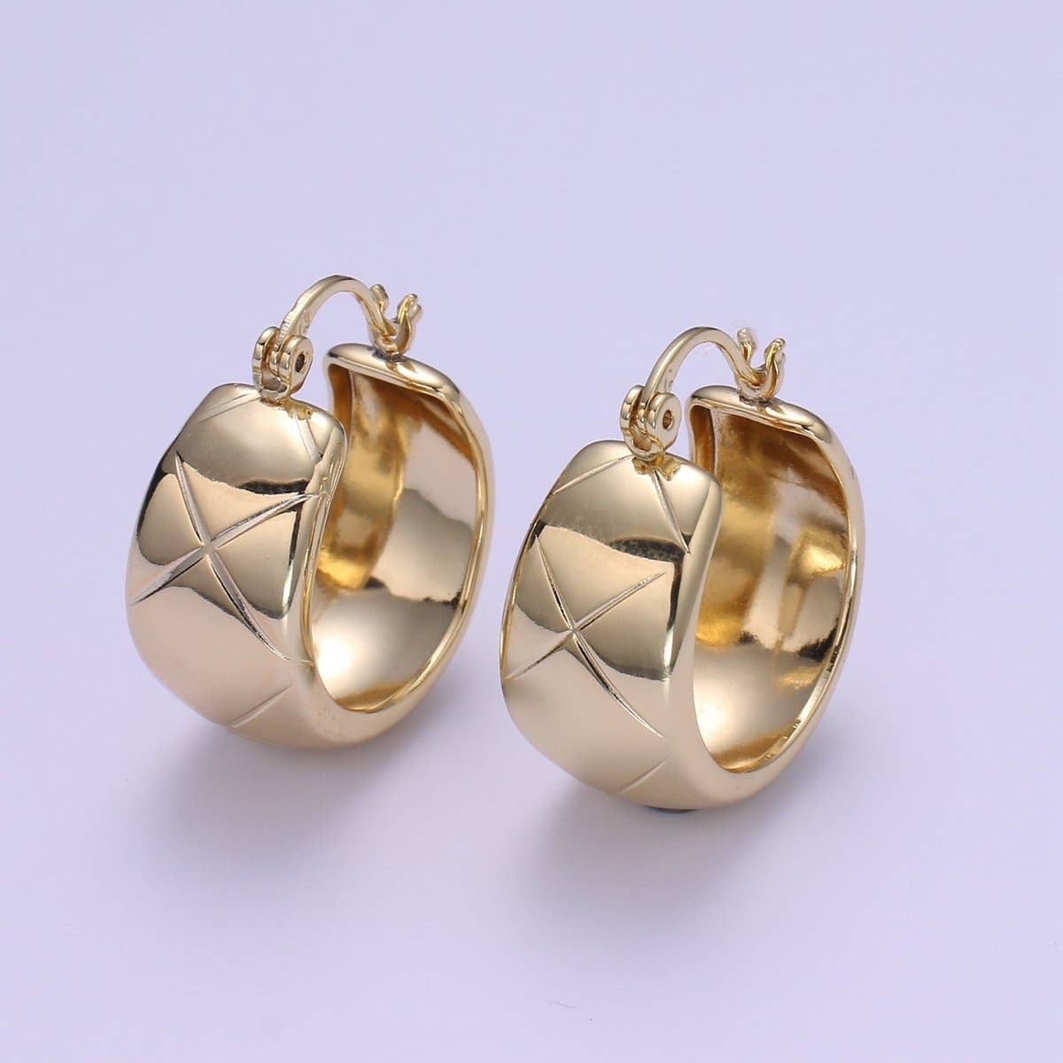 Aim Eternal - 14K Gold Thick Hoops - Gold Thick Hoop Earrings - Chunky Thick Hoops - Light Weight Hoops Dome Earring P-088