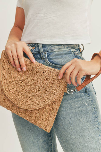 Hana - Straw Envelope Crossbody and Clutch Bag