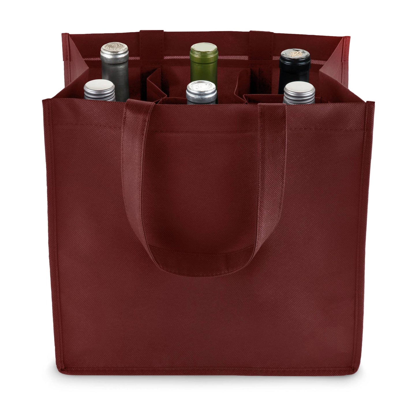 TRUE - Reusable 6 Bottle Non Woven Fabric Wine Tote ASST COLORS