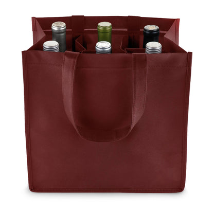 TRUE - Reusable 6 Bottle Non Woven Fabric Wine Tote ASST COLORS