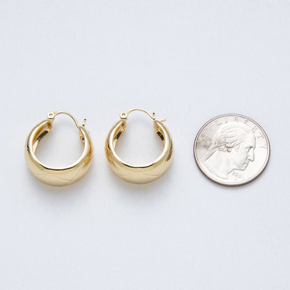 Aim Eternal - 14K Gold Filled 25.5mm Wide Quilted Latch Hoop Earrings | Earrings-00132