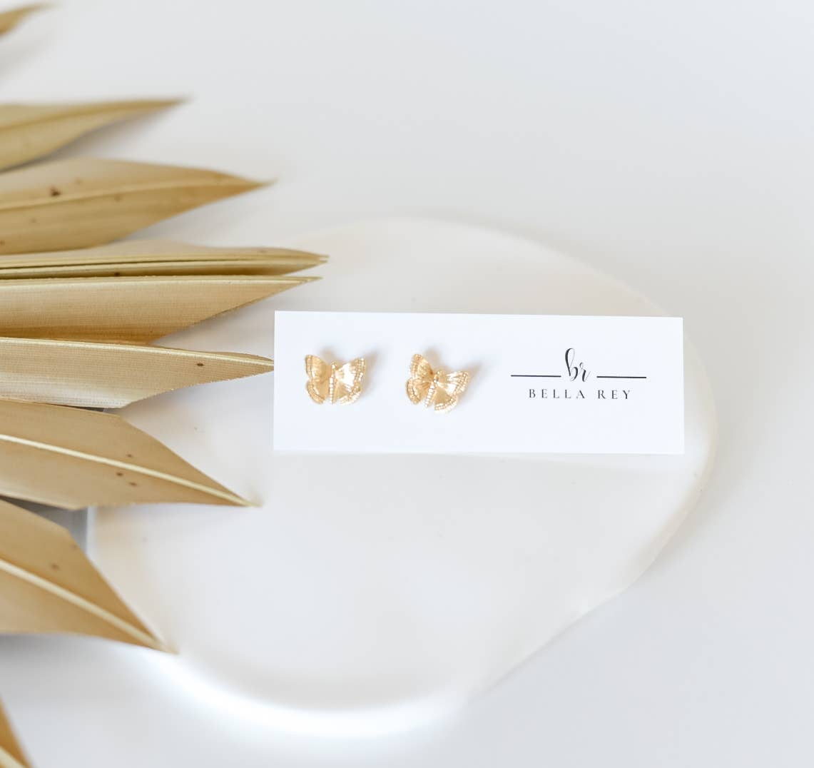 Bella Rey jewelry - The Eva butterfly 18k gold plated stud earrings