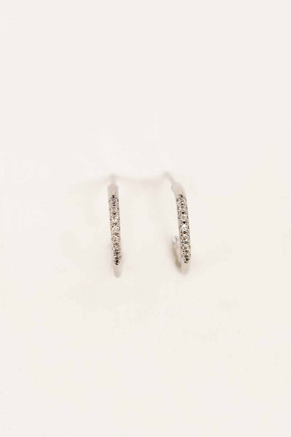 Lovoda - Thin Stone Hoop Earrings | Silver