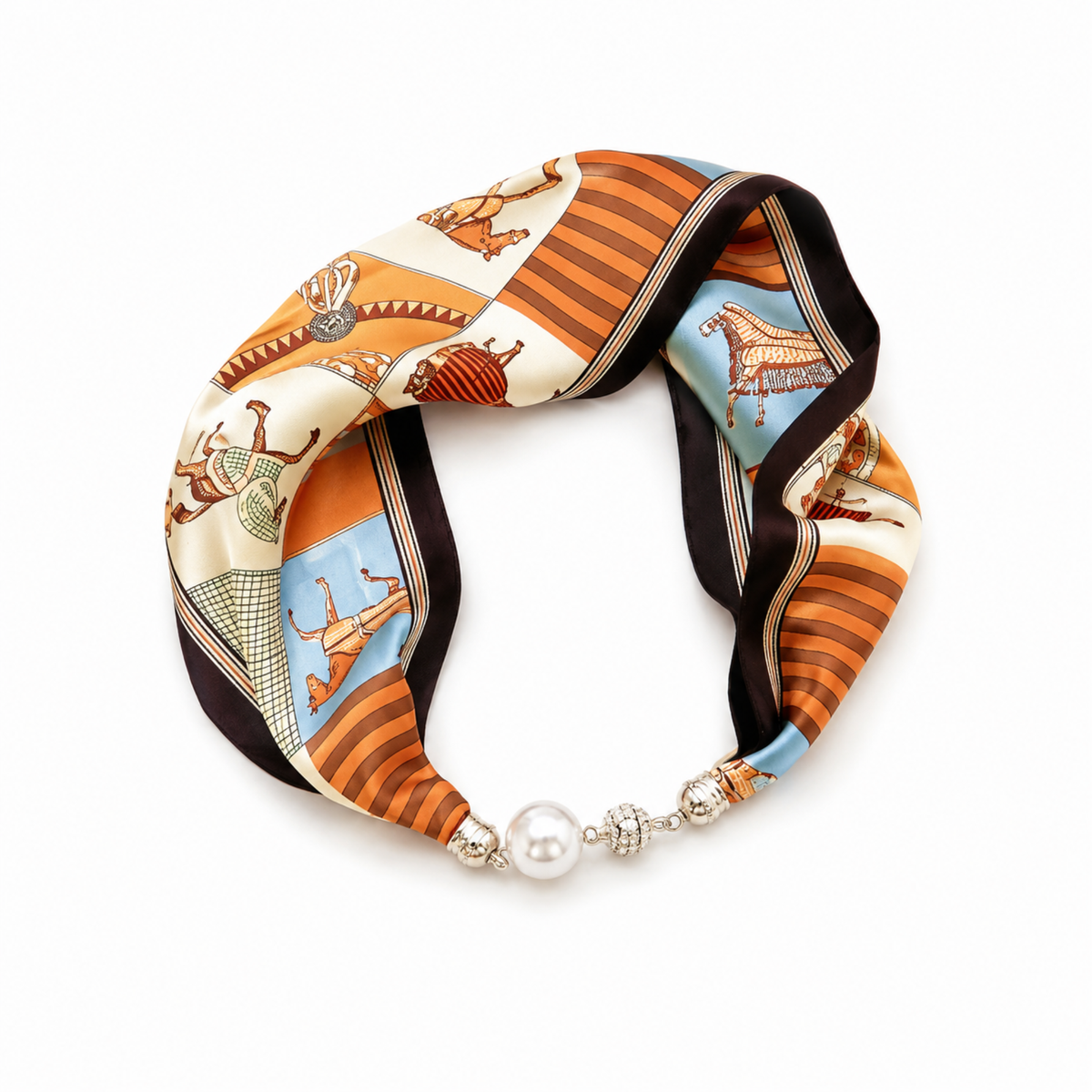 Ellison+Young - Ellison+Young Satin Twilly Scarf Necklace with Jeweled Magnetic Clasp
