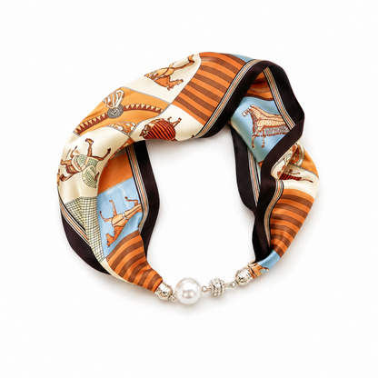 Ellison+Young - Ellison+Young Satin Twilly Scarf Necklace with Jeweled Magnetic Clasp