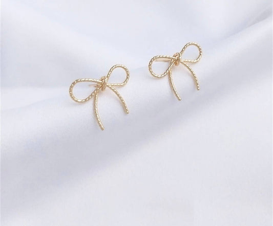 Bella Rey jewelry - 14k gold plated bow stud earrings- dainty