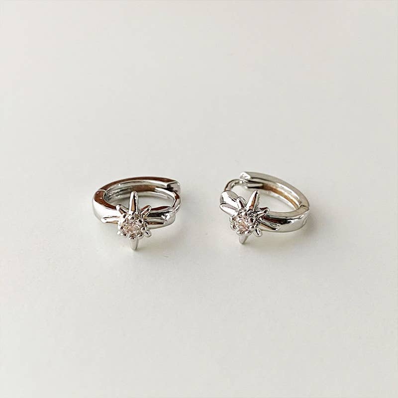 Melange Blanc - E168 star huggie earring, star huggies, star hoop, starburst