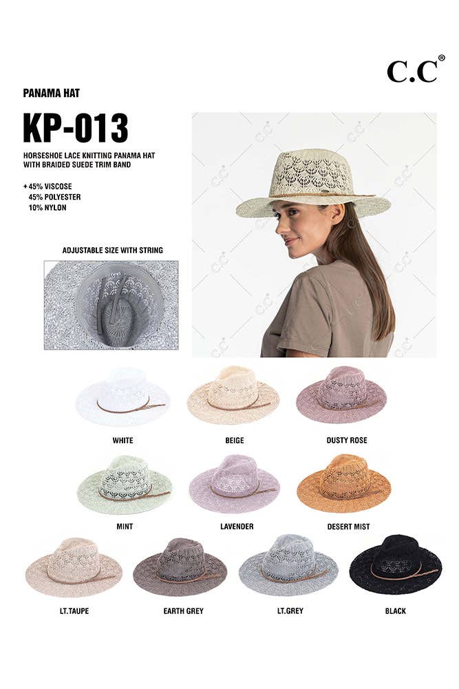 Hana - C.C Horseshoe Lace Knitting Summer Panama Hat