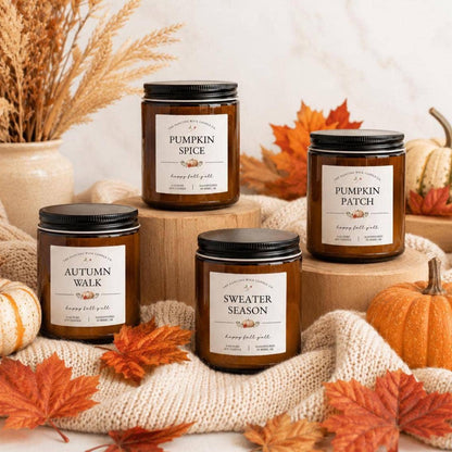 THE DANCING WICK CANDLES - Apple Cider Fall Soy Candle | 4 & 9 oz Amber Jar,  Wholesale