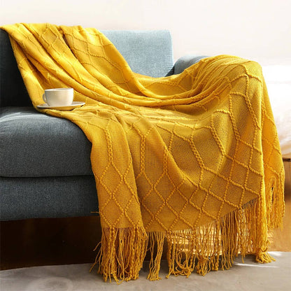 Fennco Styles - Rhombus Diamond Knit 50x60 Inch Throw Blanket