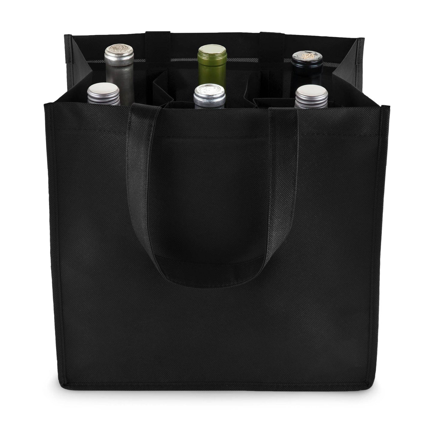 TRUE - Reusable 6 Bottle Non Woven Fabric Wine Tote ASST COLORS