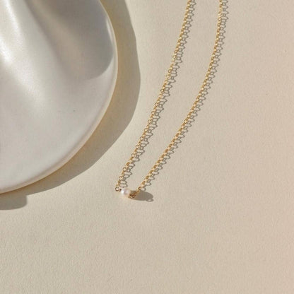 Token Jewelry - Mini Pearl Necklace in 14k Gold Fill or Sterling Silver