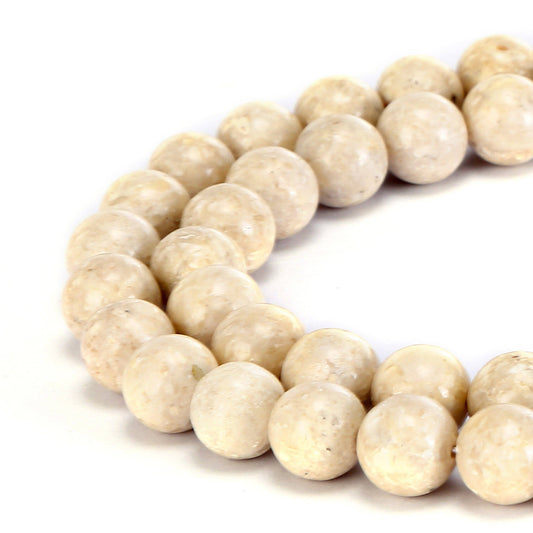 CRCBEADS - Natural River Stone Smooth Round Size 4mm 6mm 8mm 10mm 12mm 15.5" Strand