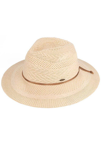 Hana - C.C Multi Pattern Suede String Band Panama Sun Hat