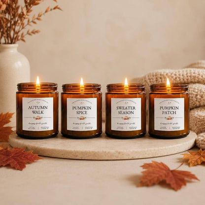 THE DANCING WICK CANDLES - Pumpkin Creme Brulee Fall Soy Candle - 4 & 9 oz Amber Jar