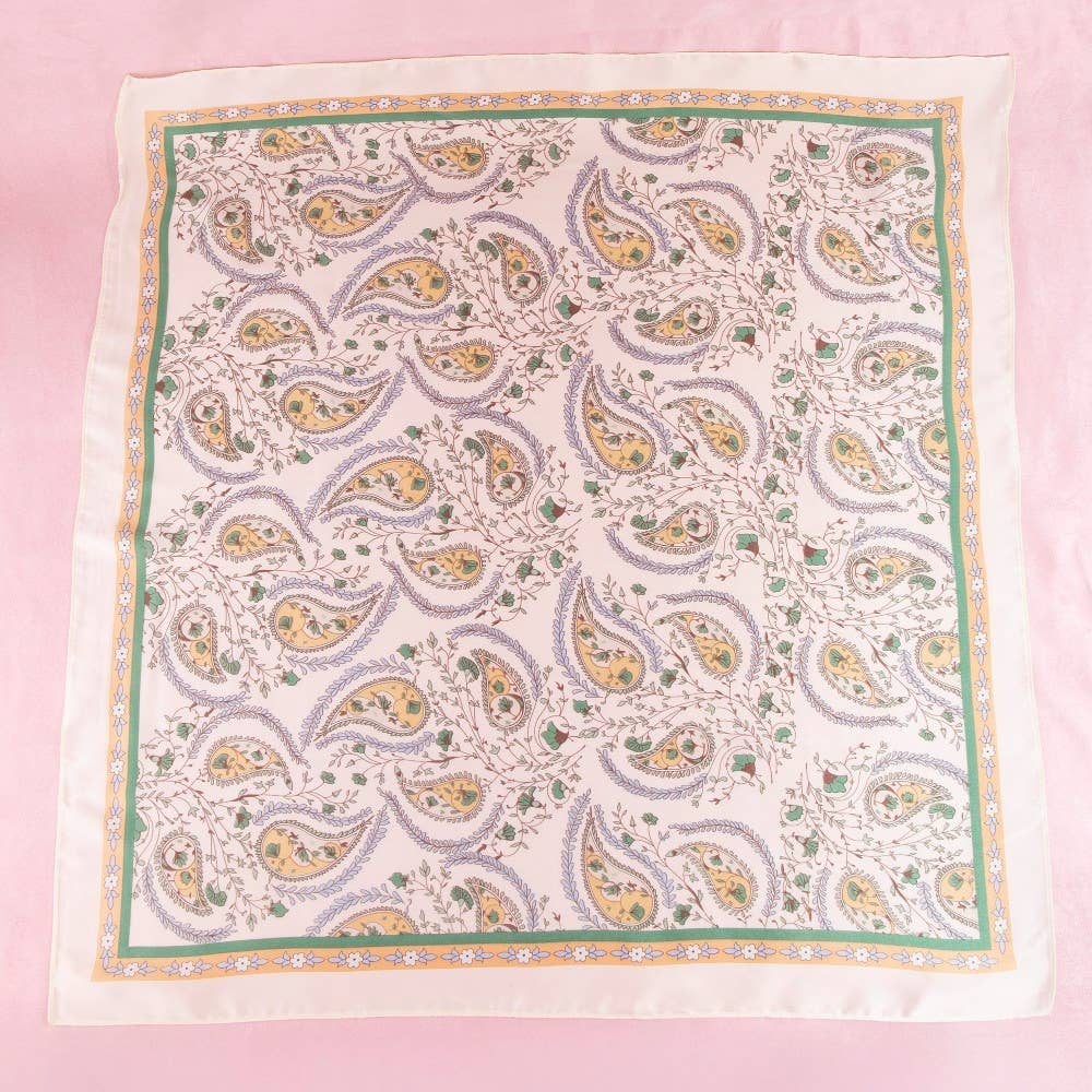 Anarchy Street - Paisley Floral Print Satin Square Scarf