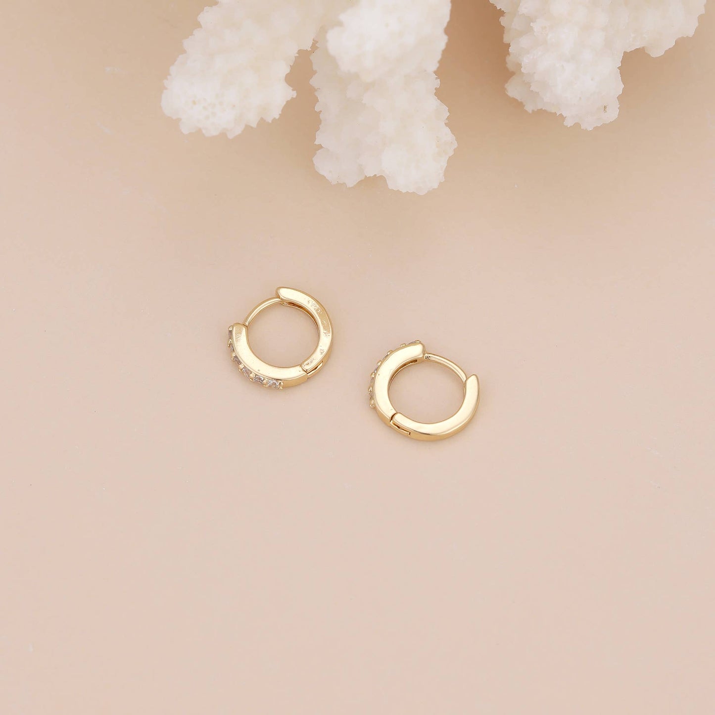 Melange Blanc - E162 paved huggie hoop earring, huggie earring, paved hoop