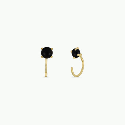 JaxKelly - Huggies - Obsidian - Gold Earrings