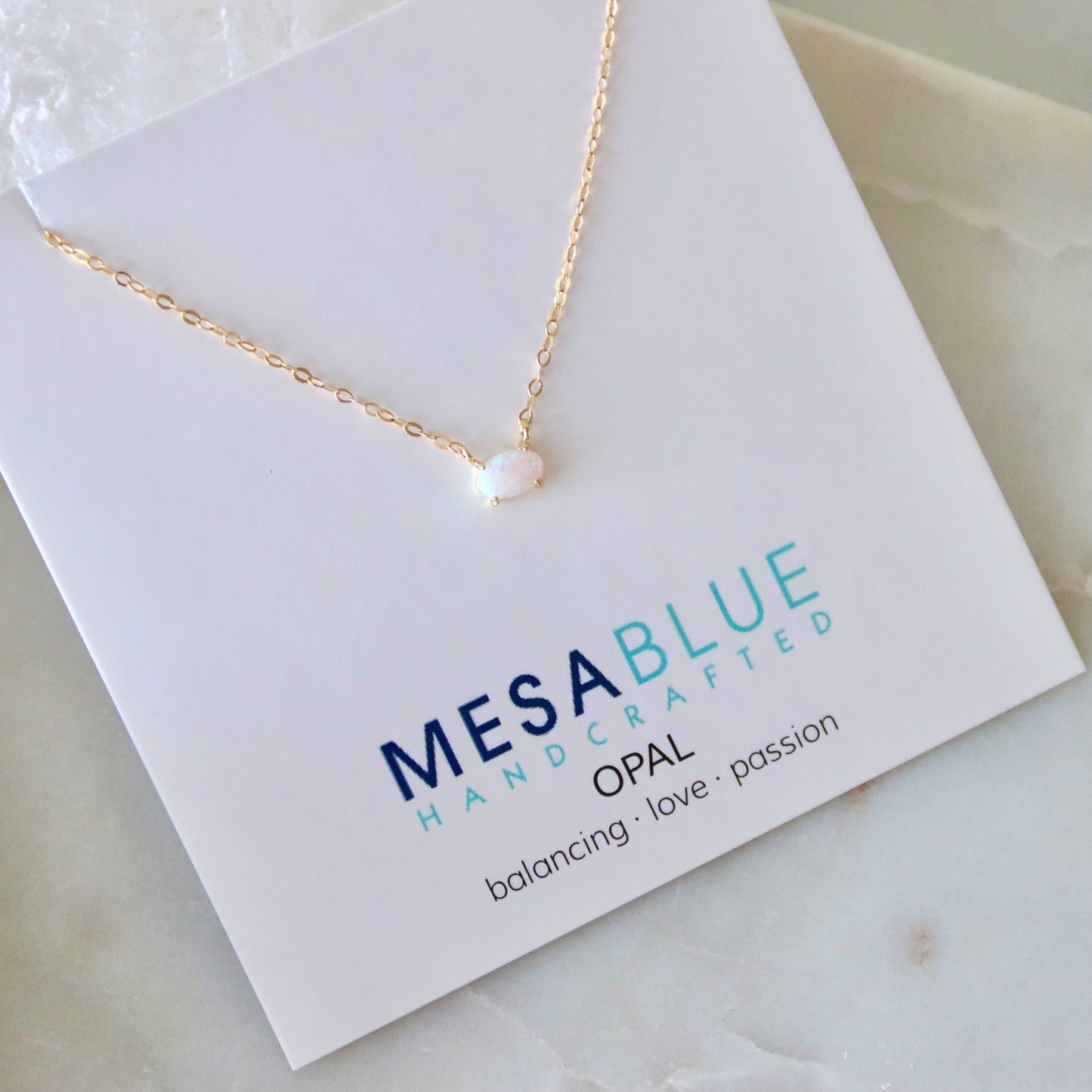 Mesa Blue - Mini Oval Opal Necklace
