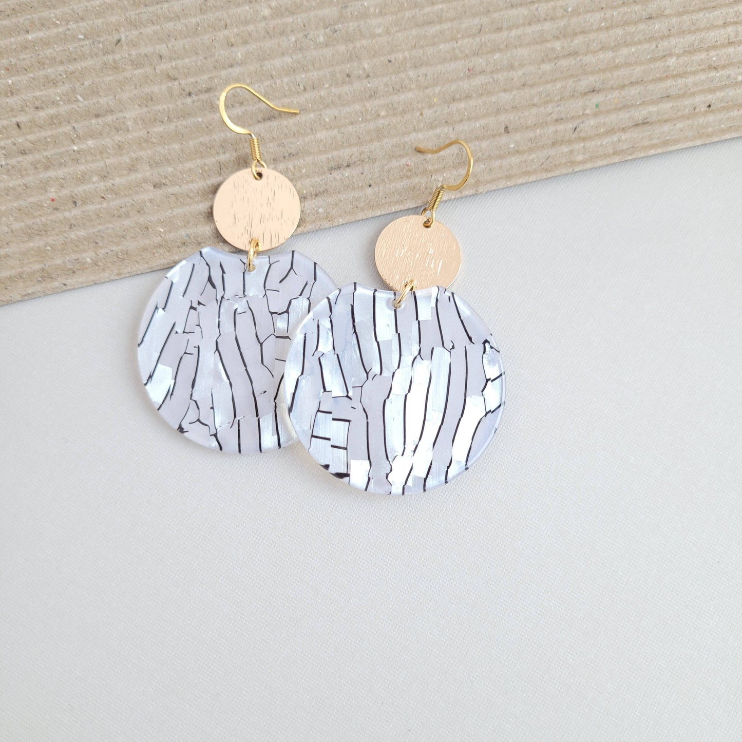 Spiffy & Splendid - Zoey Earrings - Pearl Black Stripe //Jewelry, Gifts