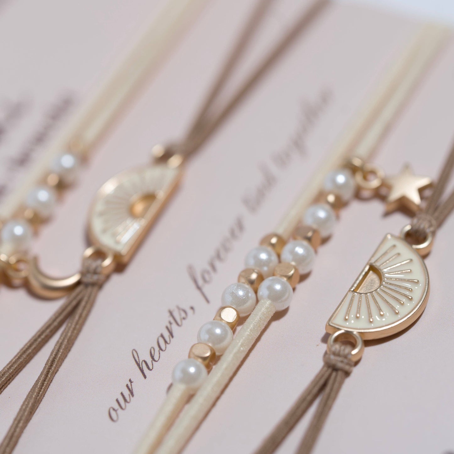 K'lani hair tie bracelets - "Forever Friends" Neutral Sun Friendship Hair Tie Bracelets