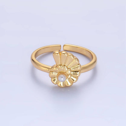 Aim Eternal - 24K Gold Filled Shell Pearl Adjustable Ring | U-421