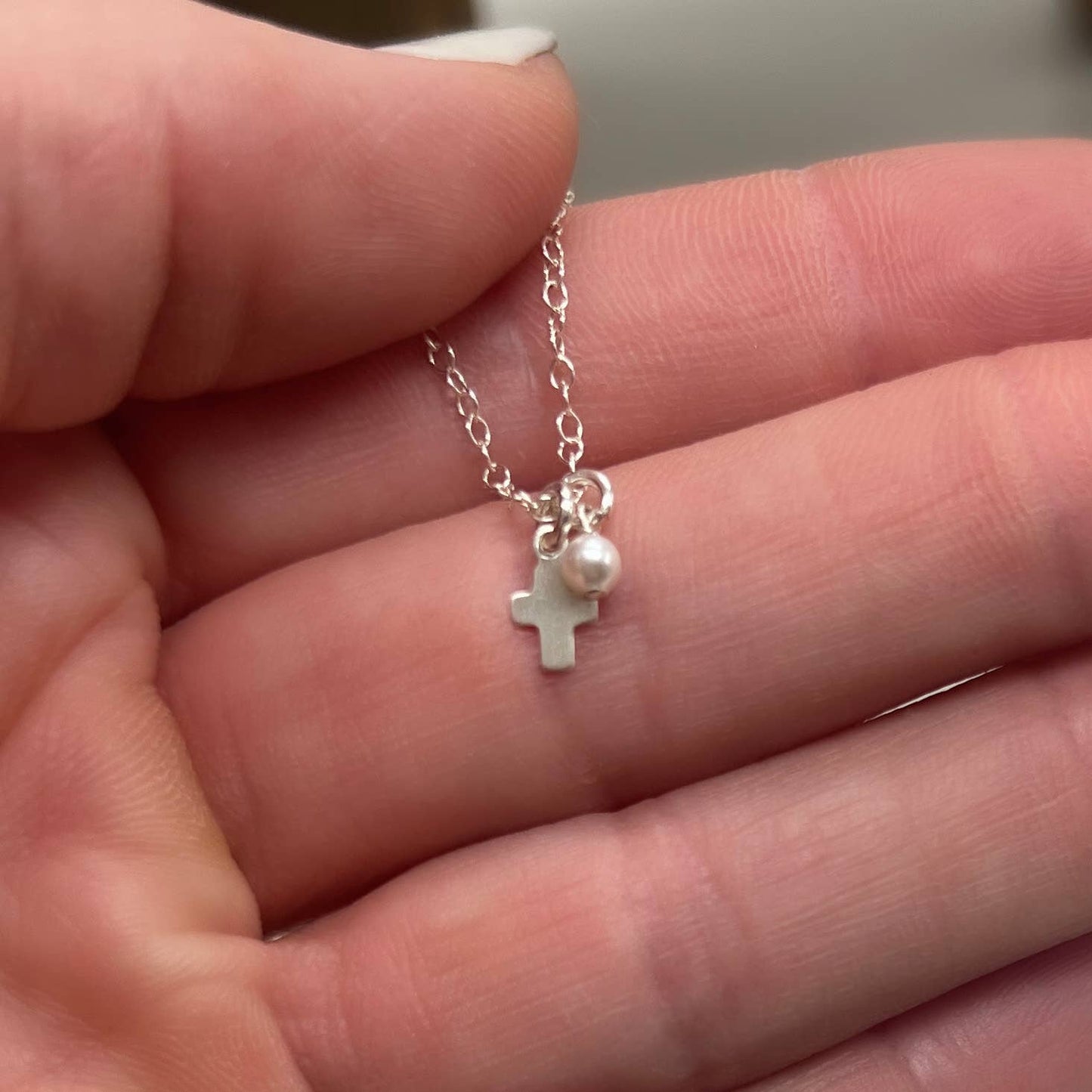 Sela+Sage - Tiny Religious Necklace, Christian Cross
