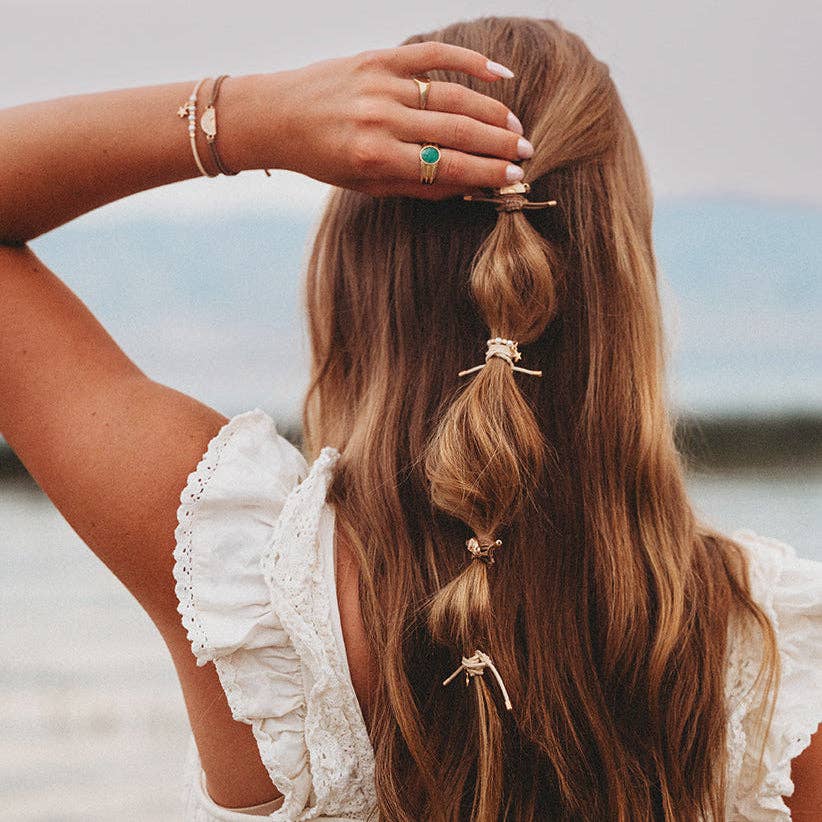 K'lani hair tie bracelets - "Forever Friends" Neutral Sun Friendship Hair Tie Bracelets
