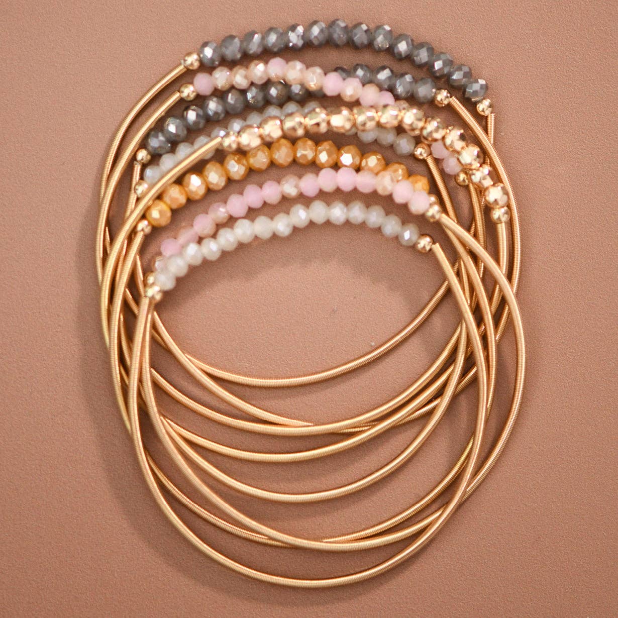 MA101 Mia Accessories - Boho Layered Spring Coil Guitar String Bracelet Set - 8096