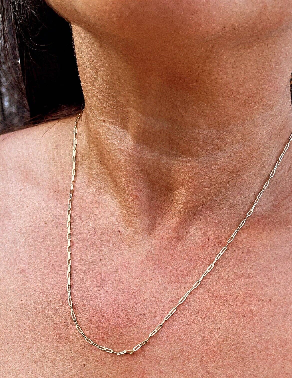 Milie Jewels - 18k Gold Filled 2mm Dainty Paper Clip Chain Necklace for Who