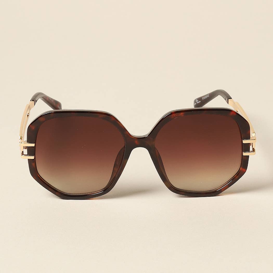 Fashion City - Women's Unique Temples Geometric Sunglasses