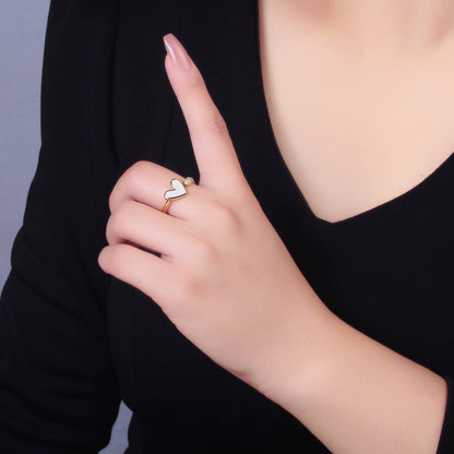 Aim Eternal - Dainty White Gold Heart Ring Adjustable Ring