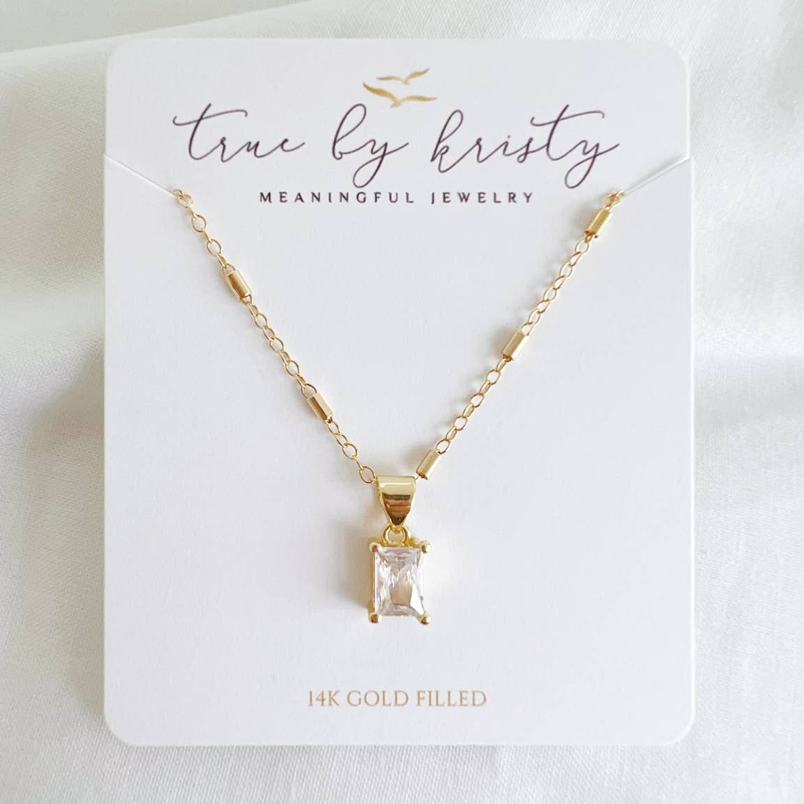 True by Kristy Jewelry - Goldie Clear CZ Pendant Necklace Gold Filled