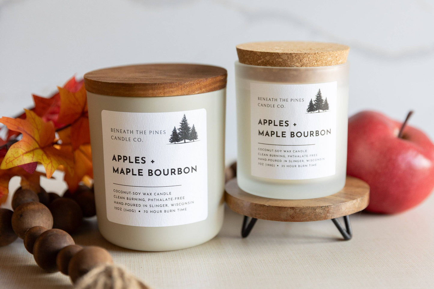 Beneath The Pines Candle Co. - Apples + Maple Bourbon: Coconut-Soy Candle