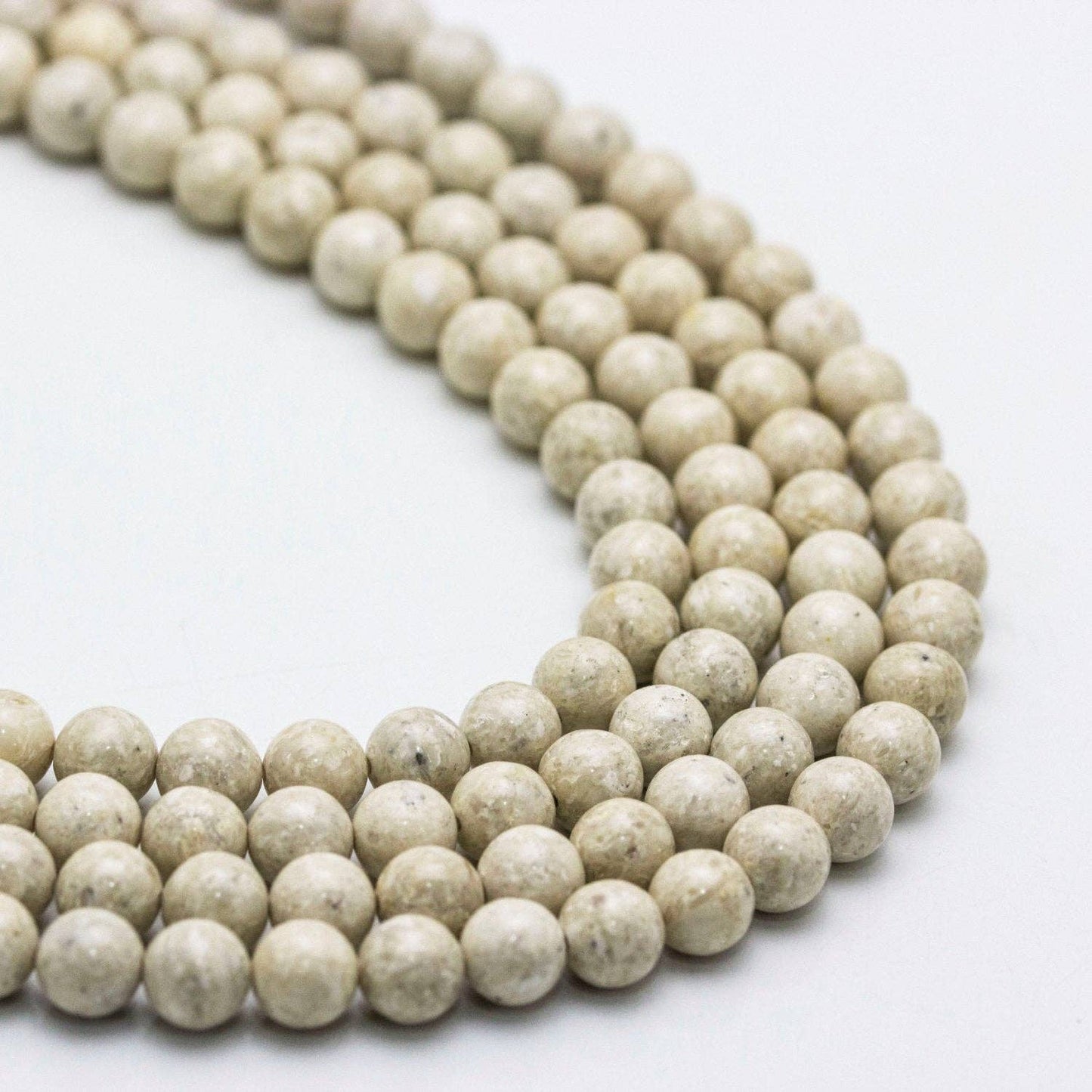 CRCBEADS - Natural River Stone Smooth Round Size 4mm 6mm 8mm 10mm 12mm 15.5" Strand