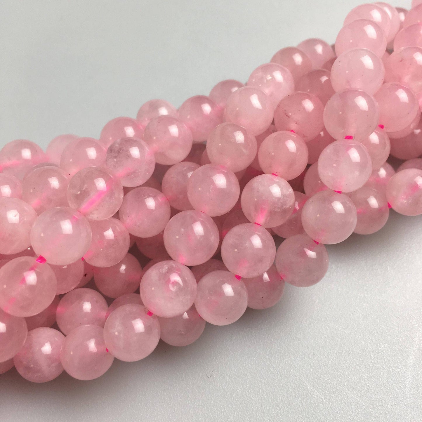 CRCBEADS - Rose Quartz Smooth Round Beads 4mm 6mm 8mm 10mm 12mm 15.5" Strand