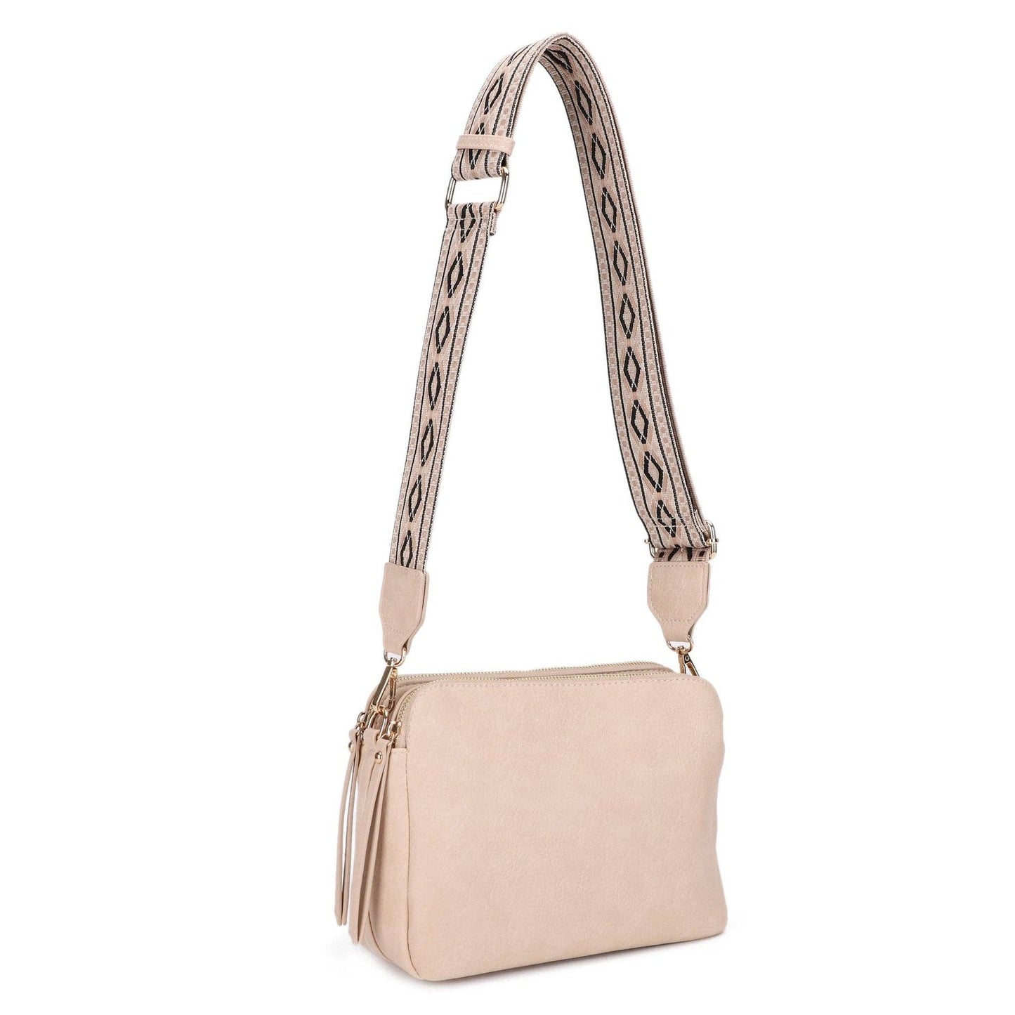 MiMi Wholesale - EJ60197 Mila 3 Compartment Crossbody Bag With Guitar Strap