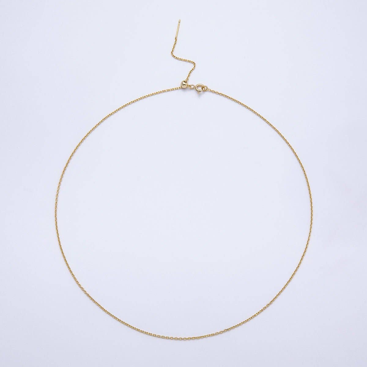 Aim Eternal - 14K Gold Filled 1.2mm Minimalist Cable Chain with Slider Bead 19 Inch Adjustable Necklace | WA-04466