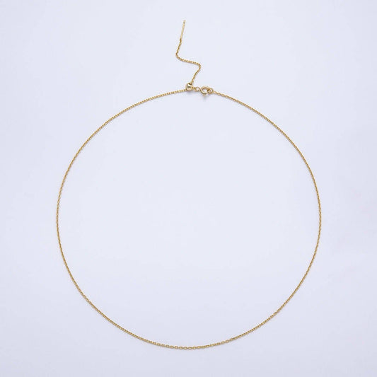 Aim Eternal - 14K Gold Filled 1.2mm Minimalist Cable Chain with Slider Bead 19 Inch Adjustable Necklace | WA-04466