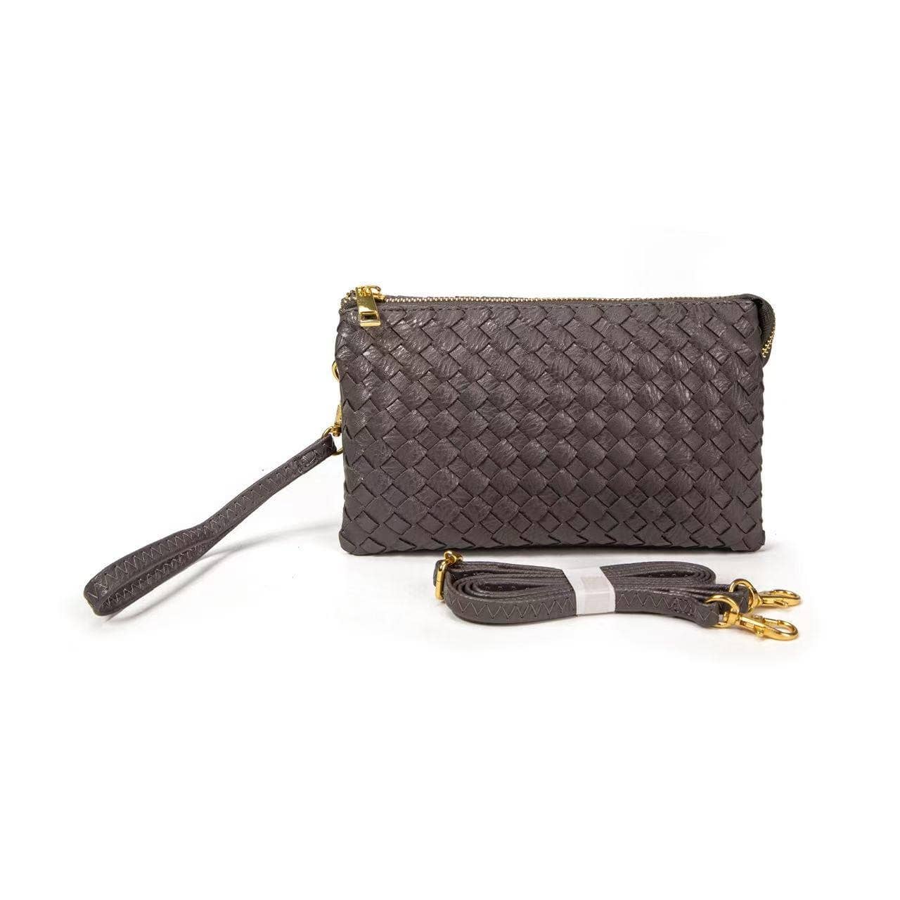 MiMi Wholesale - 7050 Kathy Woven Three Compartment Clutch/Crossbody Bag
