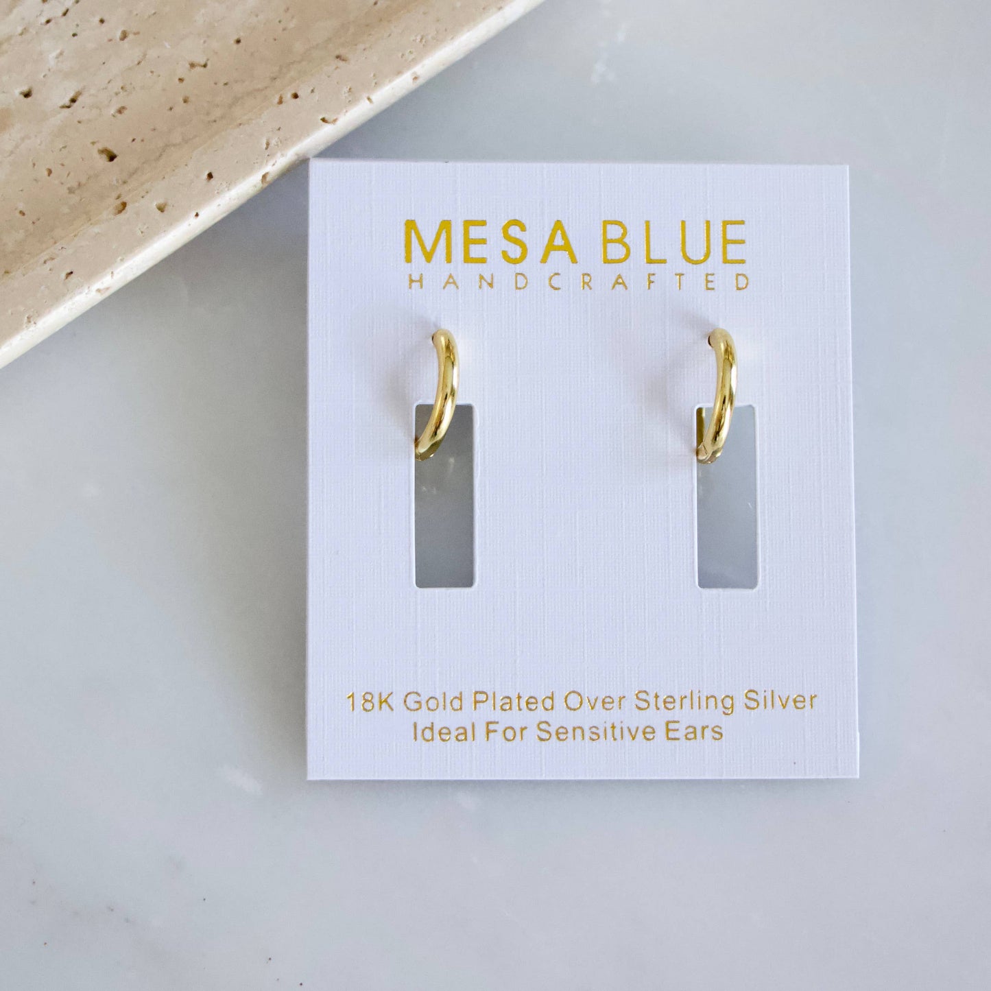 Mesa Blue - Hoop Earrings - 14mm, Hypoallergenic, Sterling Silver