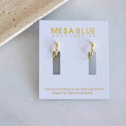 Mesa Blue - Hoop Earrings - 14mm, Hypoallergenic, Sterling Silver