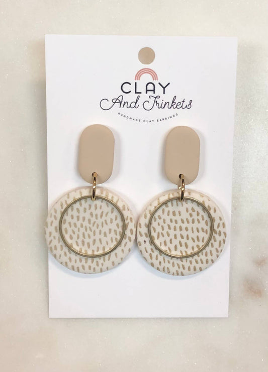 Clay and Trinkets - Disc Dangle Earrings/ Gold Speckles