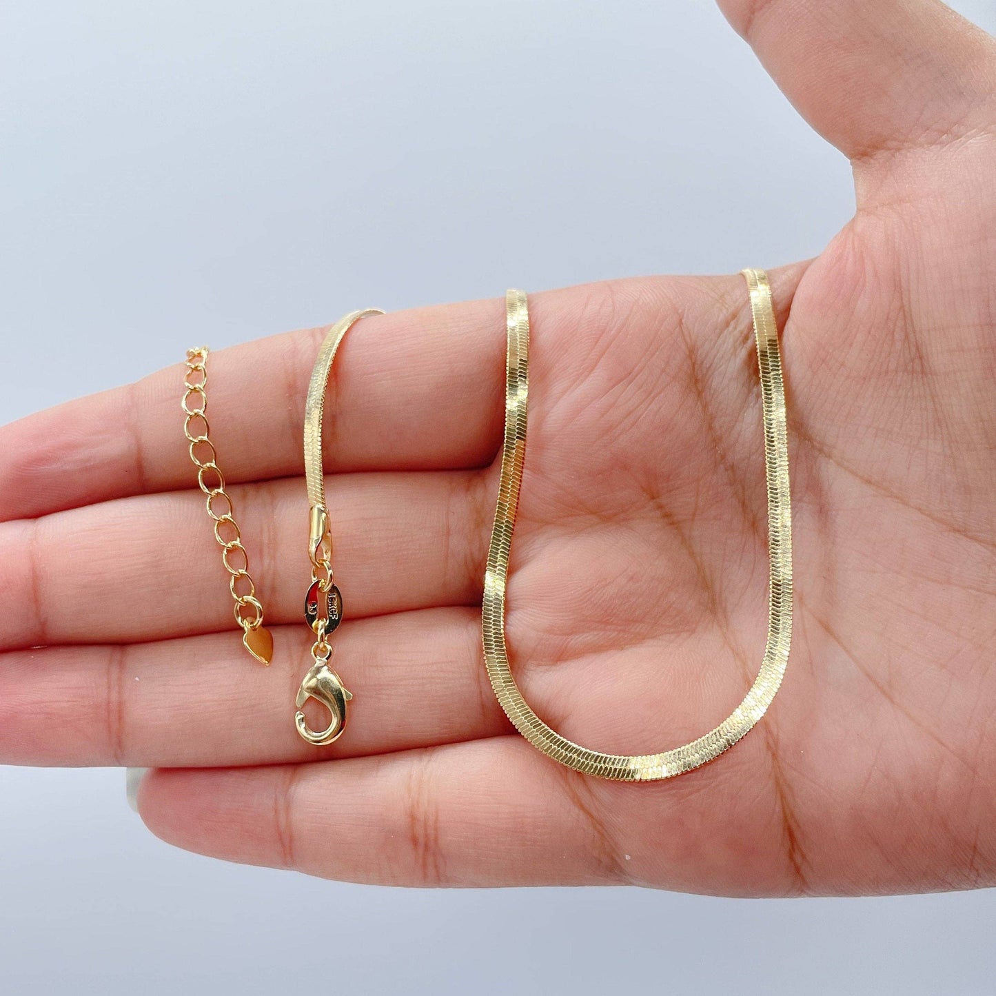 Milie Jewels - 18K Gold Filled Flexible 16"Herringbone 2mm and 2.5mm Chain