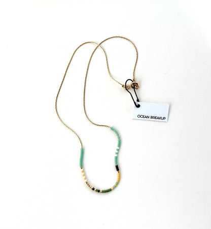 Ocean Breakup - Thin Beaded Necklace - Color Mix Collection