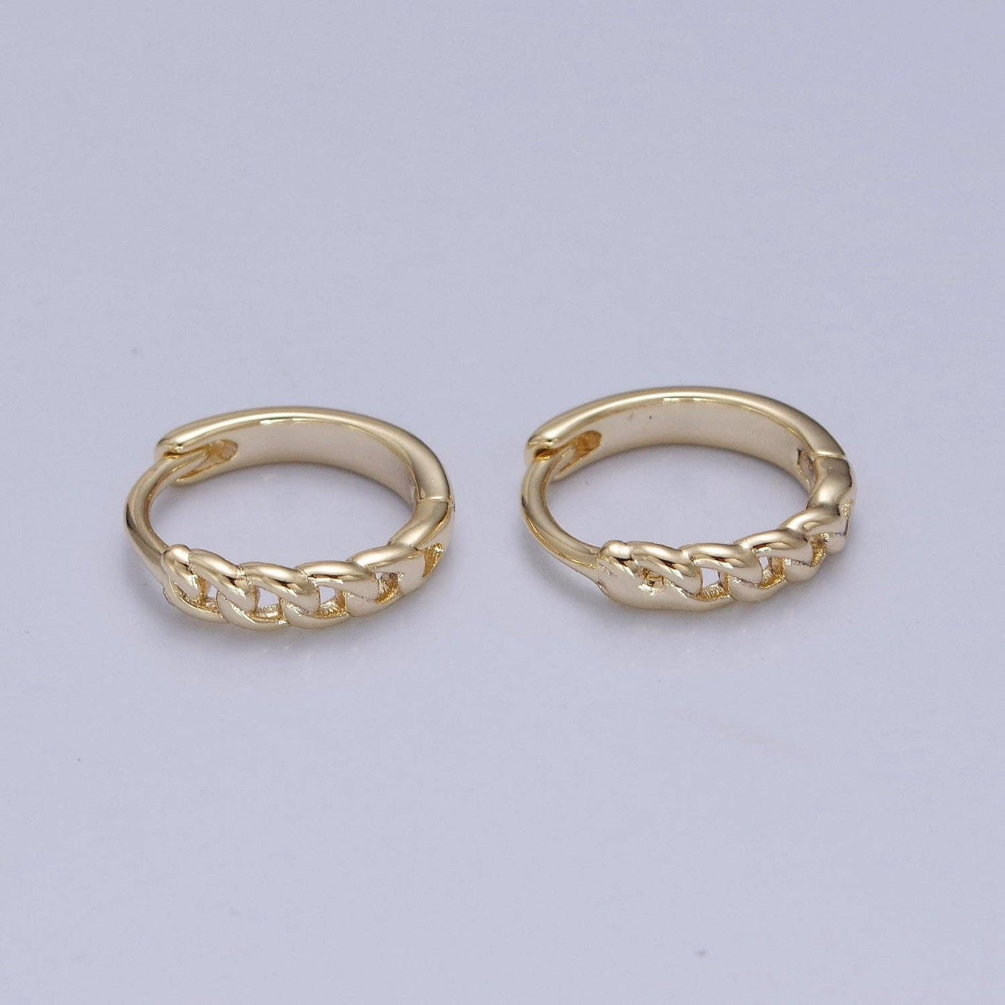 Aim Eternal - 14K Gold Filled Mini Braided Figaro Curb Chain Link Huggie H