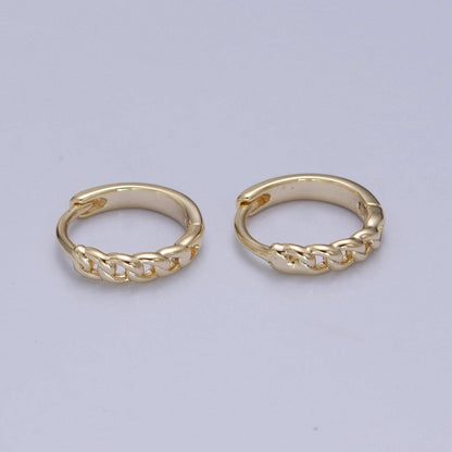 Aim Eternal - 14K Gold Filled Mini Braided Figaro Curb Chain Link Huggie H