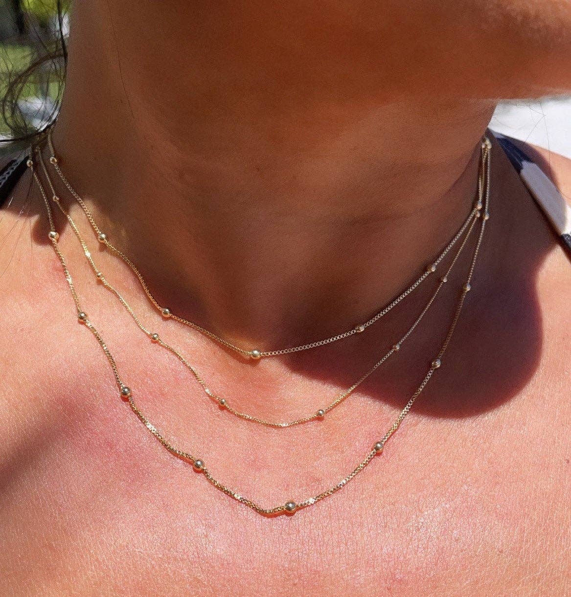 Milie Jewels - 18k Gold Filled Satellite Chain 1mm Necklace For Wholesale