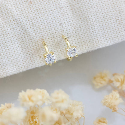 Mesa Blue - Zircon Tiny Huggie Hoop Earrings -Hypoallergenic, Sterling S